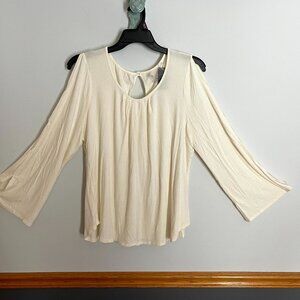 Lane Bryant Ivory Cream Ribbed Long Sleeve Blouse Top Size 18/20 NWT